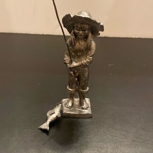 VTG 1983 Michael Ricker Girl Fishing Park City 2nd edition pewter 5” figure